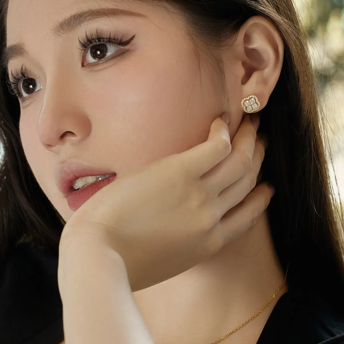 Minimalist Cubic Zirconia Stud Earrings in Gold Plated Silver
