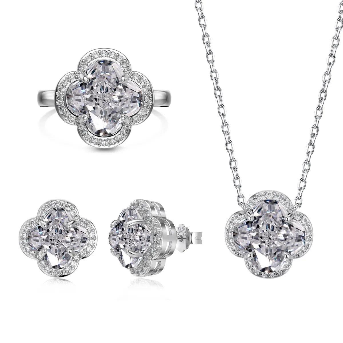 Sterling Silver Cubic Zirconia Stud Earrings