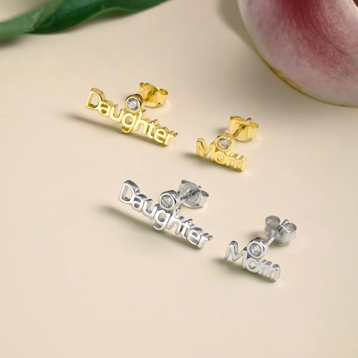 Gold Plated Sterling Silver Cubic Zirconia Stud Earrings