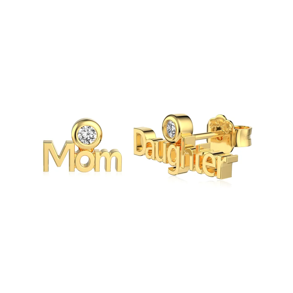 Gold Plated Sterling Silver Cubic Zirconia Stud Earrings
