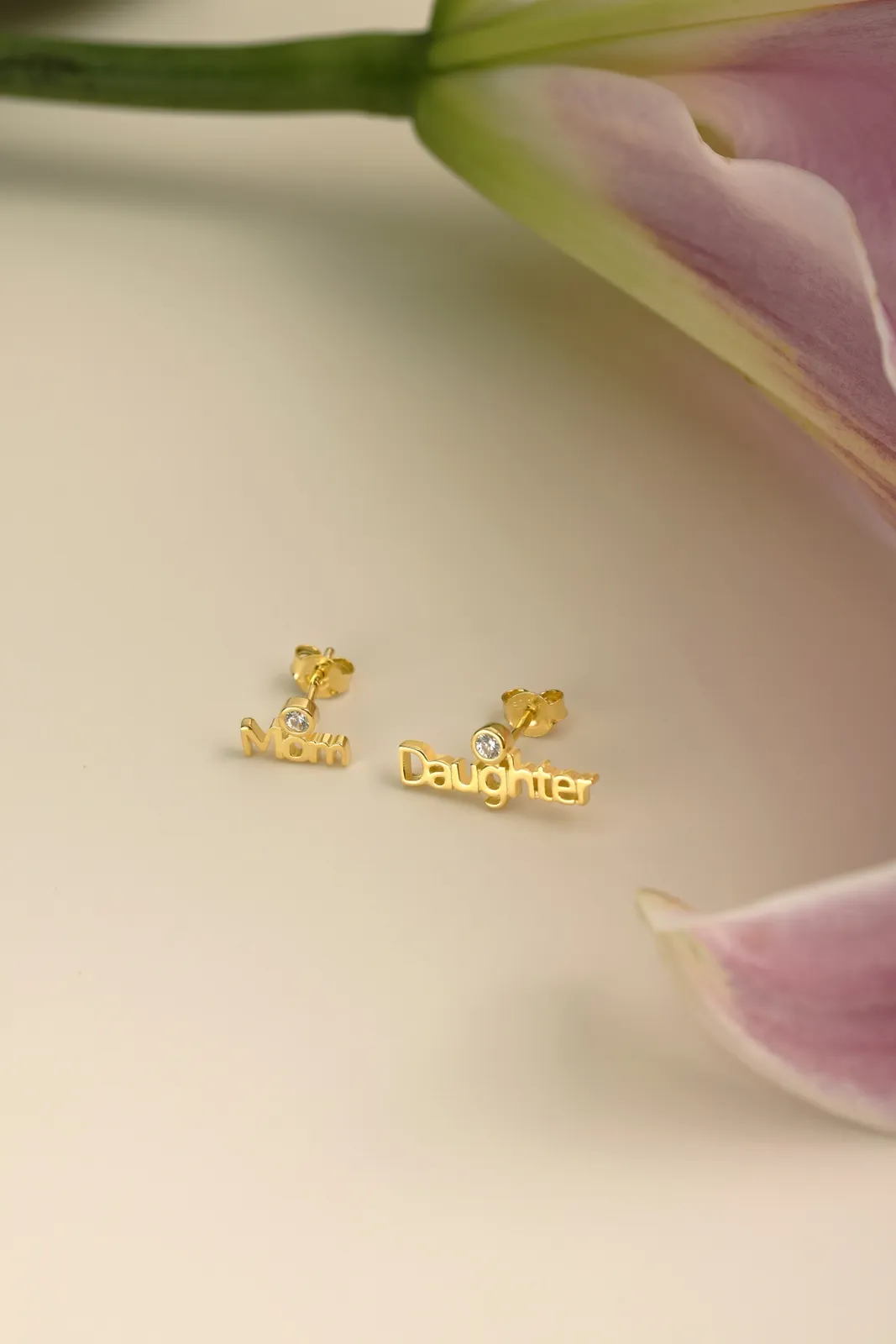 Gold Plated Sterling Silver Cubic Zirconia Stud Earrings