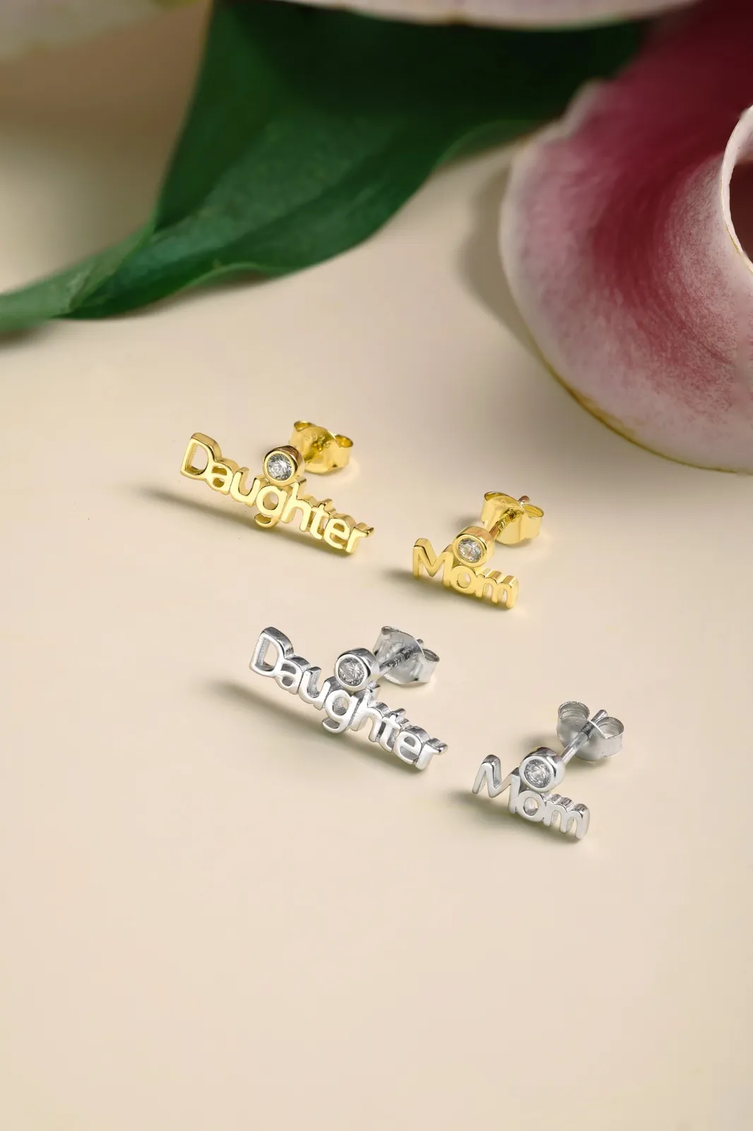Gold Plated Sterling Silver Cubic Zirconia Stud Earrings