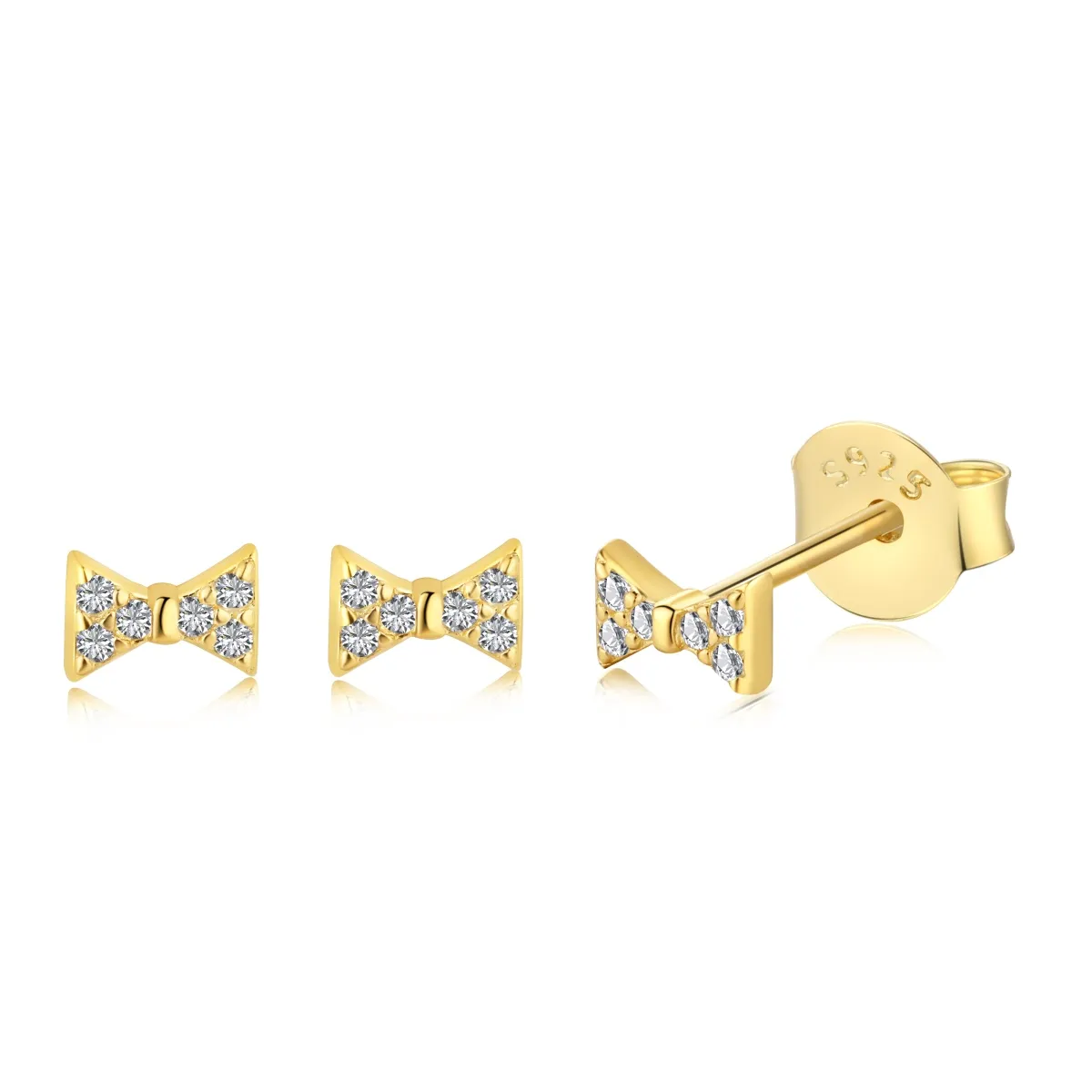 Gold Plated Sterling Silver Cubic Zirconia Stud Earrings