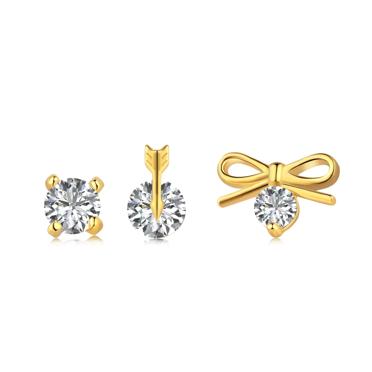 Gold Plated Sterling Silver Cubic Zirconia Stud Earrings