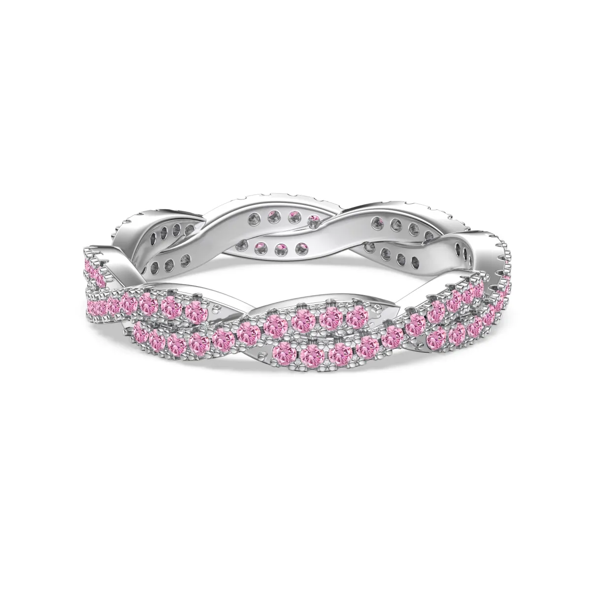 Cubic Zirconia Bridal Ring — 925 Sterling Silver, Rhodium Plated
