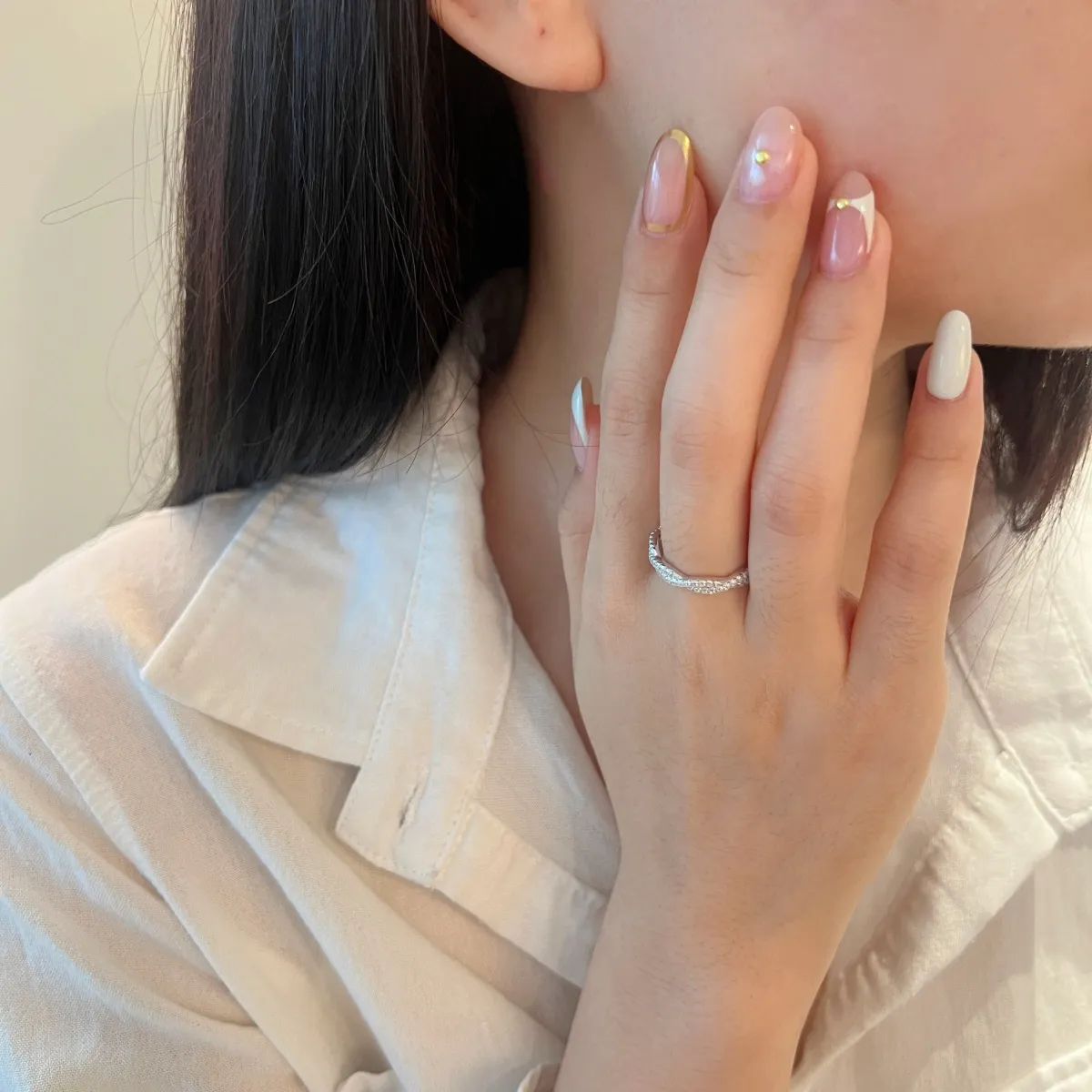 Rhodium Plated Pavé Cubic Zirconia Ring