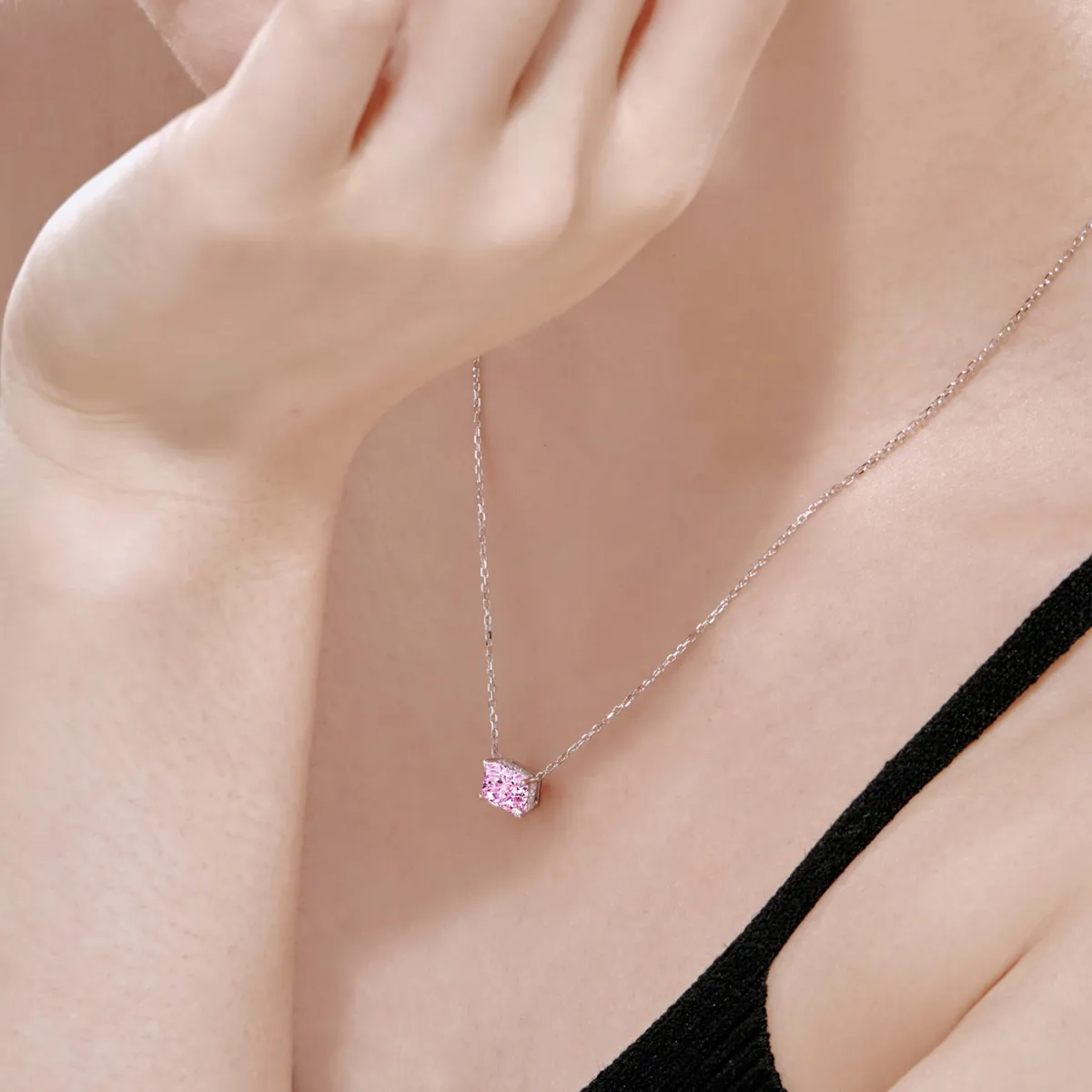 Minimalist Cubic Zirconia Sterling Silver Necklace