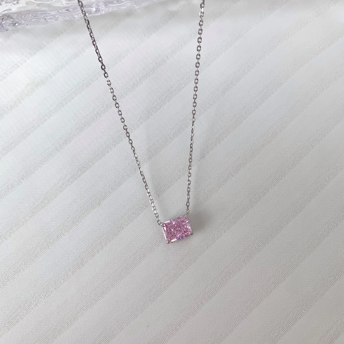 Minimalist Cubic Zirconia Sterling Silver Necklace