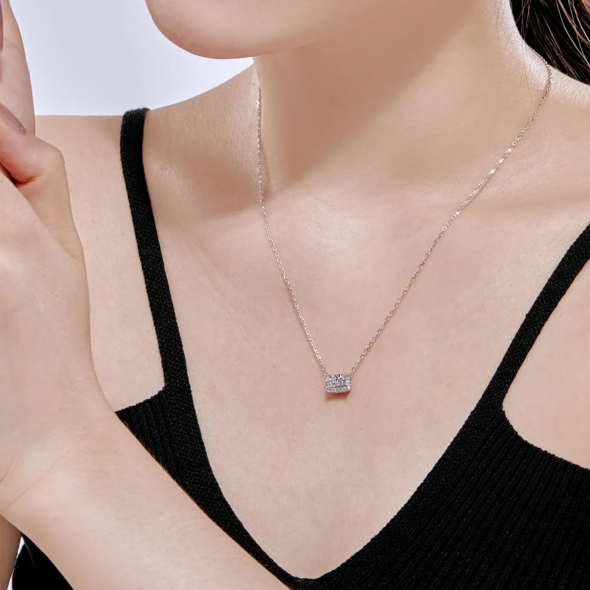 Minimalist Cubic Zirconia Sterling Silver Necklace
