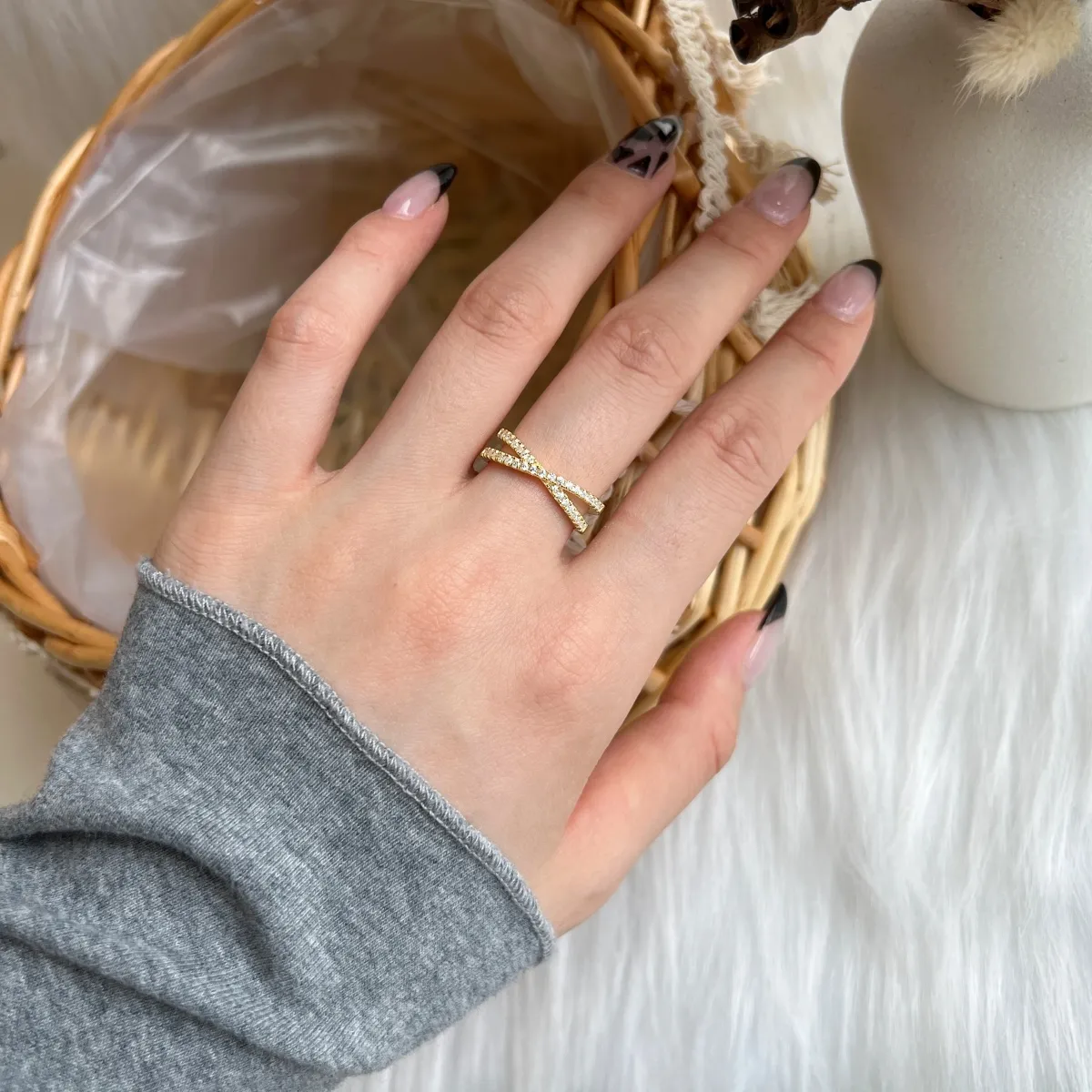 Minimalist Cubic Zirconia Sterling Silver Ring, Gold Plated