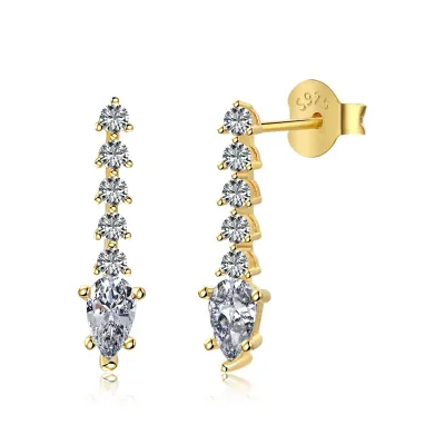 Minimalist Gold Plated Sterling Silver Cubic Zirconia Earrings