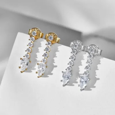 Minimalist Sterling Silver Cubic Zirconia Earrings
