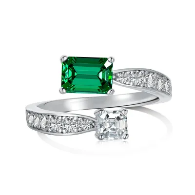 Sterling Silver Cubic Zirconia Ring with Rhodium Plating