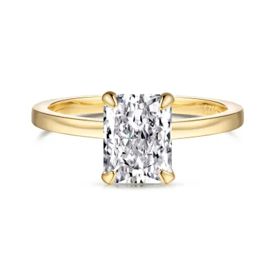 Minimalist Cubic Zirconia Sterling Silver Ring, Gold Plated
