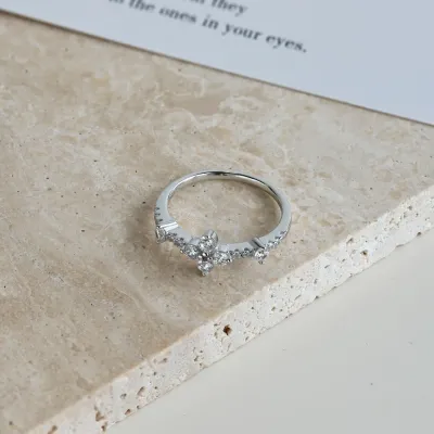 Cubic Zirconia Everyday Ring — 925 Sterling Silver, Rhodium Plated