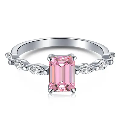 Cubic Zirconia Bridal Ring — 925 Sterling Silver, Rhodium Plated